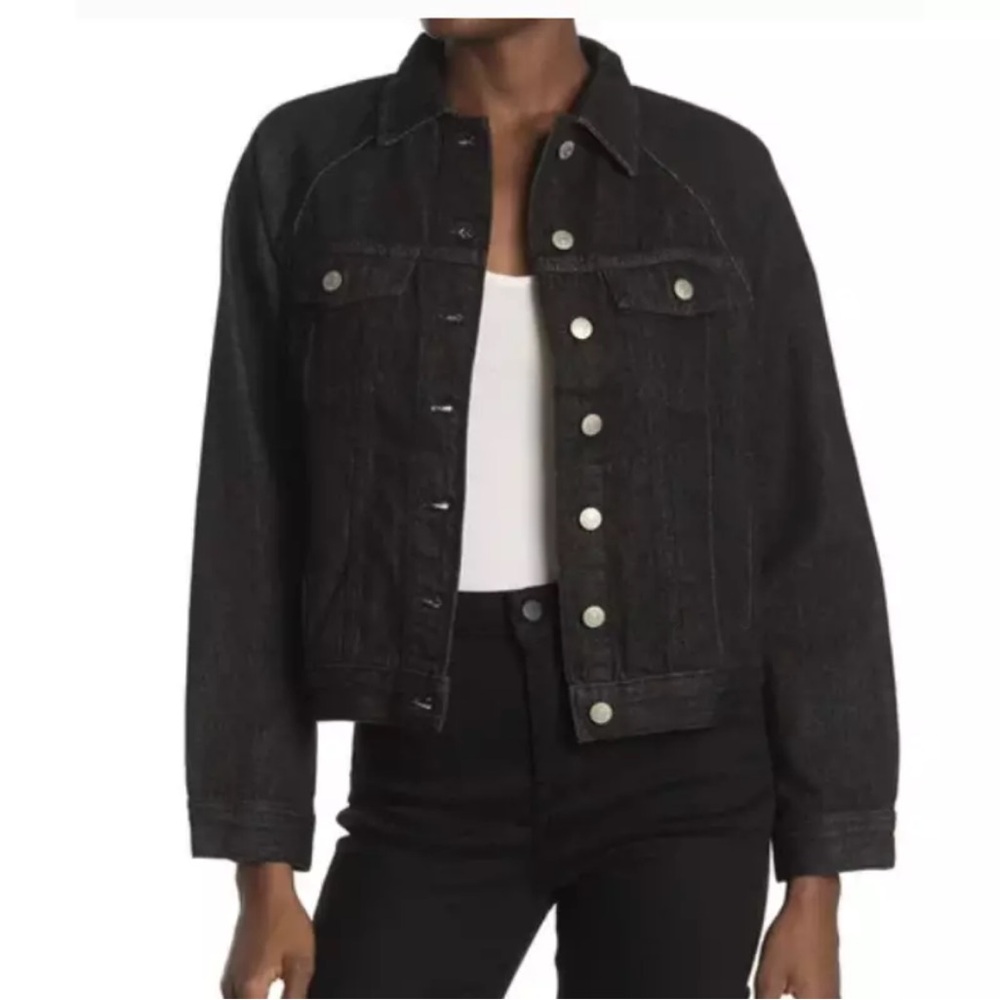 Madewell Oversized Jean Jacket Womens XS Black Lunar Wash 100% Cotton M4230 NEW‎